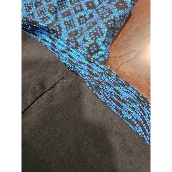 Nanette Lepore Metallic Blue Black Jacquard Sleeveless Fit & Flare Dress  6 NYE - Picture 5 of 8